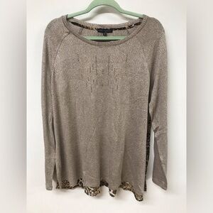 Women's Long Sleeve Oatmeal Back Leopard Top T Shirt Clothing Blouse Dress Top